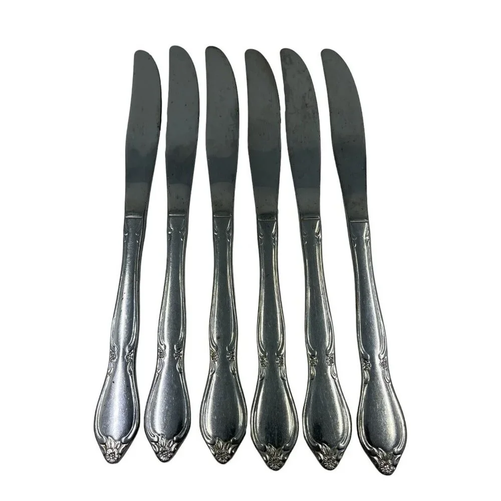Oneida Community Chatelaine Stainless Flatware Dinner Knife Lot Of 6‎ Solid Hand